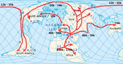 Human migratory patterns from DNA evidence