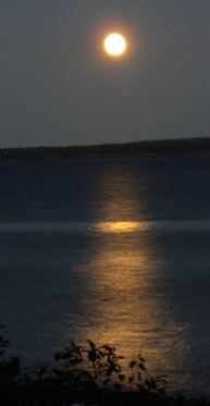 Equinox moon over Penobscott Bay
