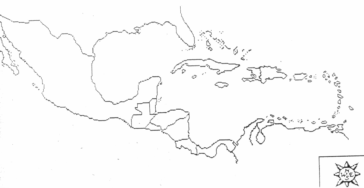 Blank Map Central America Caribbean Islands