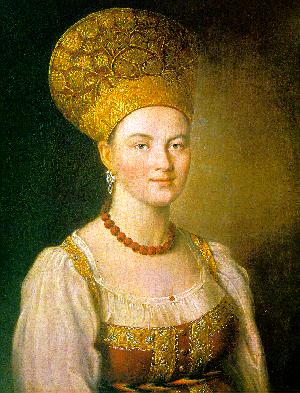Argunov: Portrait of a Peasant Woman in a Traditional Russian Dress, 1784