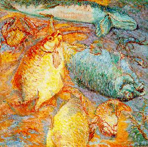 Larionov: Fish at Sunset, 1904