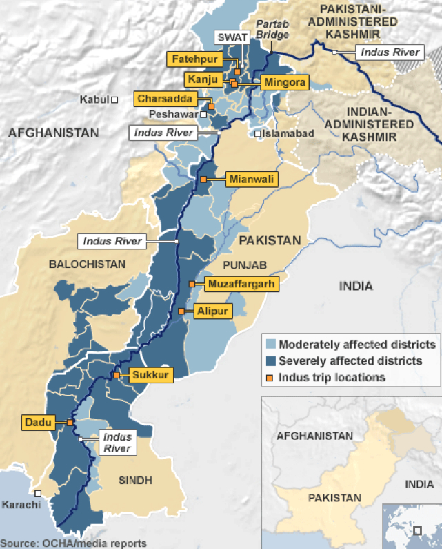 flood map of the Indus River