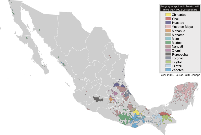 Map of the languages of Mexico