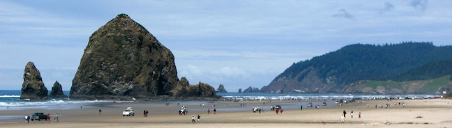 Cars on Cannon Beach, Oregon.