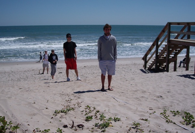 Students at beach berm